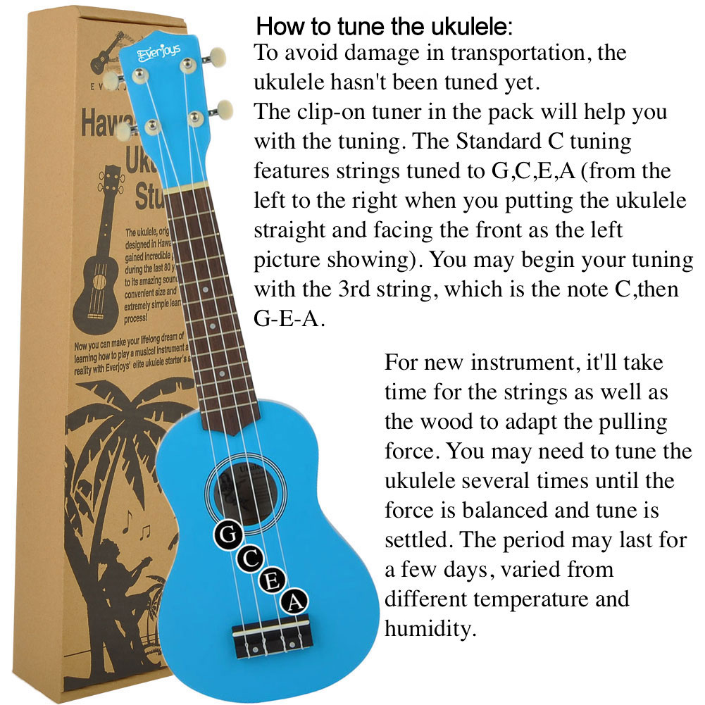 Sopran Ukulele Anfänger Pack-21 Zoll mit Gig Bag Songbook Digital Tuner