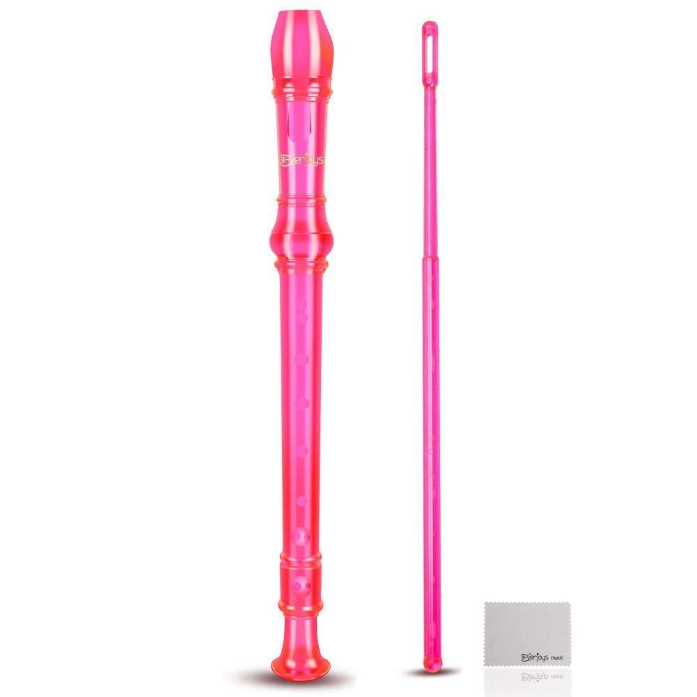 Sopran Descant Recorder 8 Loch Flöte mit / Putzstock Tasche Anleitung Pink